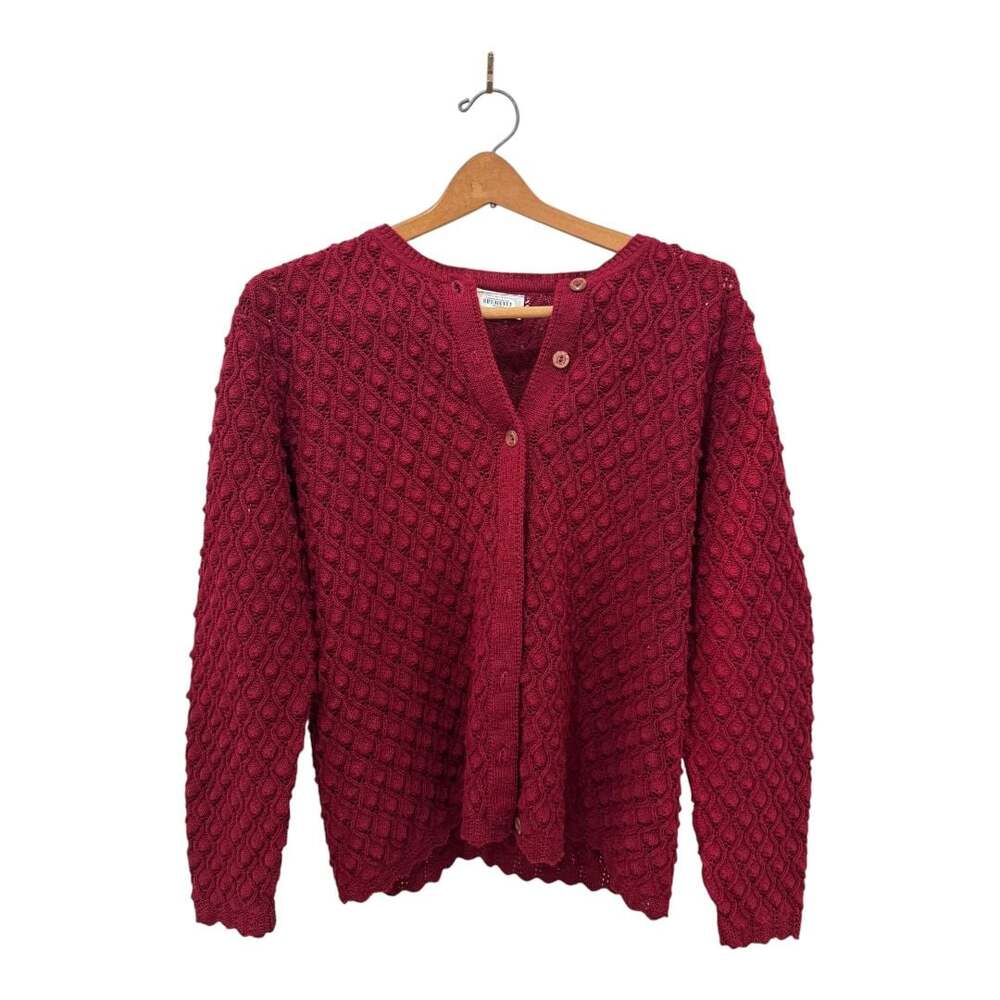 Vintage 1960s Maroon Knit Cardigan